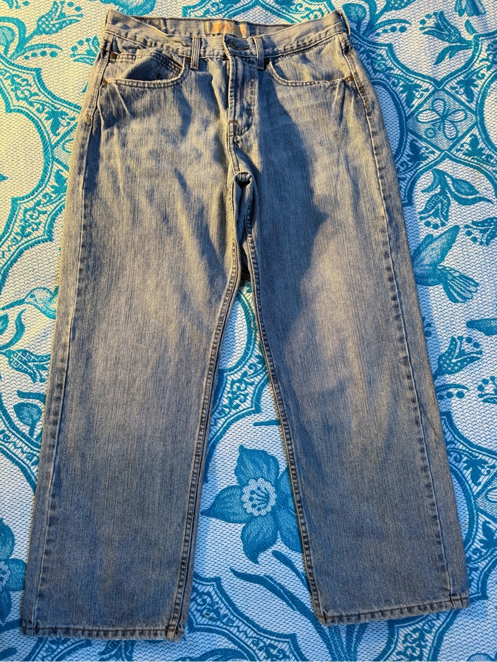 Wrangler Jeans Co Loose Straight Light Wash Denim Jeans Mens 32x30